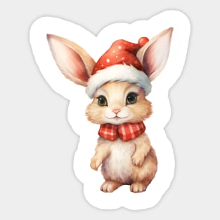 American Hare in Santa Hat Sticker
